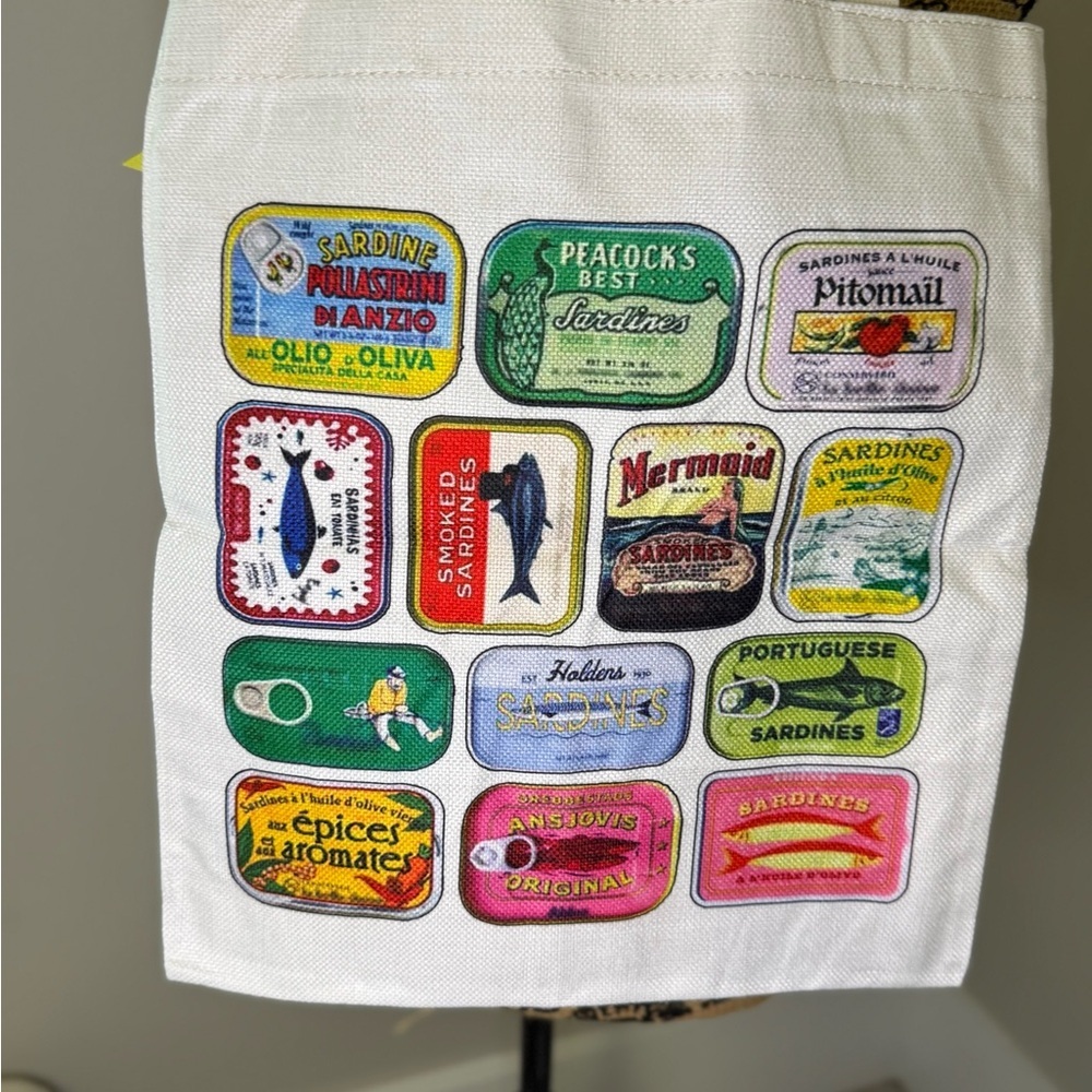 Colorful Tote Bag with Sardine Can Print - Picture 4 of 5